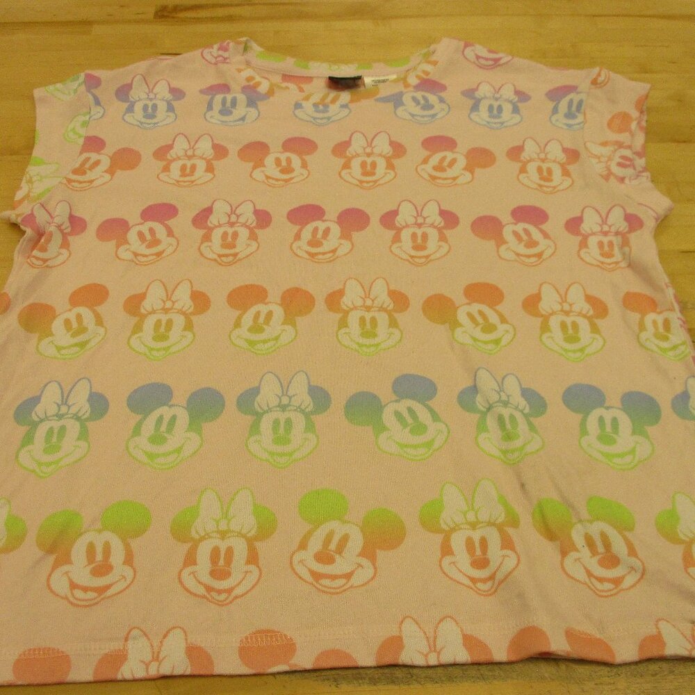 Disney Mickey Minnie Mouse Rainbow Pride Cartoon Heads Shirt Ladies Small (4/6)